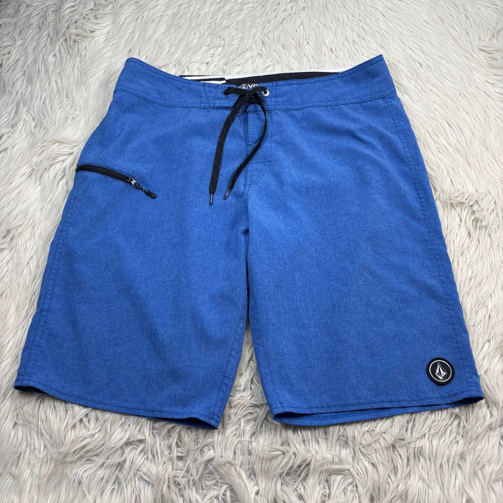 Volcom Men's 33 Blue Board Shorts 4-Way Stretch Surf Beach Swim Trunks